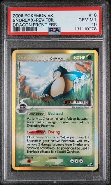 Pokemon EX Dragon Frontiers 10/101 Snorlax Reverse Foil PSA 10