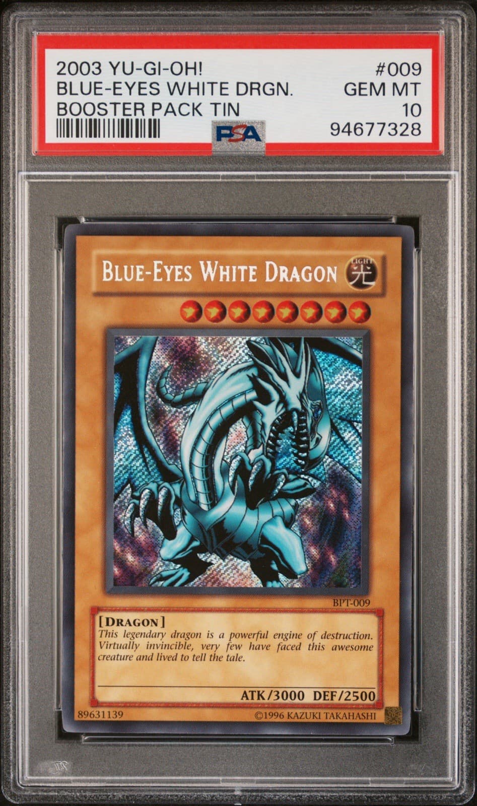 Konami 2003 Yu-Gi-Oh! Blue-Eyes White Dragon BPT-009 PSA 10 Holo