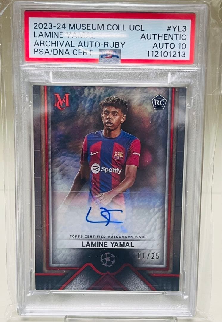 Lamine Yamal 2023-24 Topps Museum UCL RC Auto Ruby /25 PSA 10 Soccer Card Japan