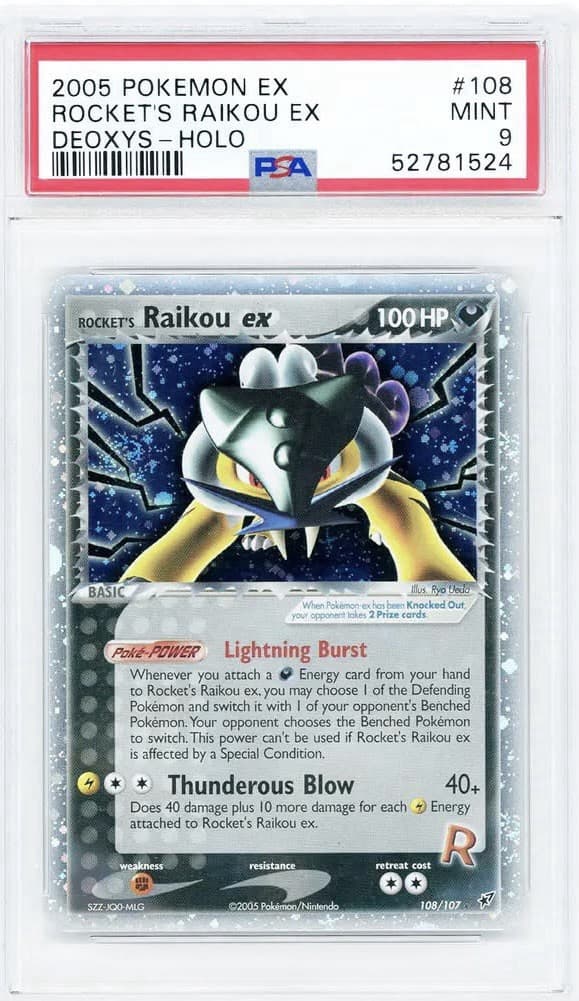 Rocket's Raikou ex 108/107 PSA 9 Holo Secret Rare 2005 Pokemon EX Deoxys