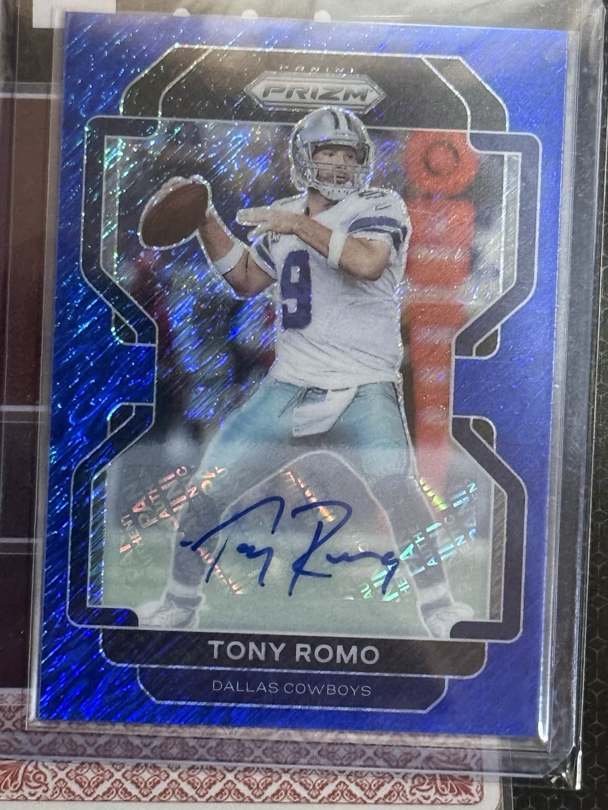 TONY ROMO 2021 Panini PRIZM Blue Shimmer Auto #1/5  PARALLEL CARD COWBOYS