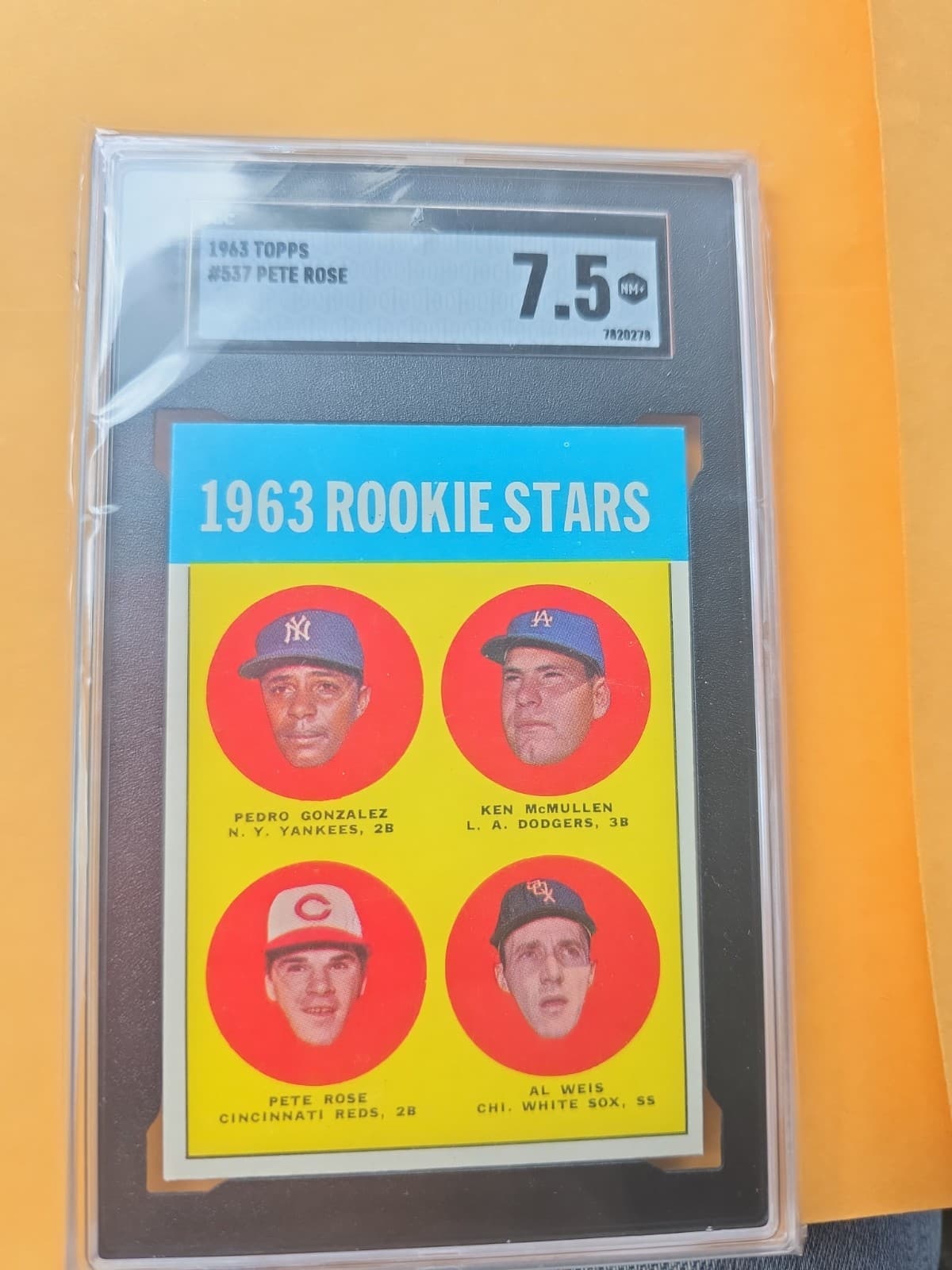 Topps 1963 #537 Rookie Stars Pete Rose/Weis/Gonzalez/McMullen SGC 7.5