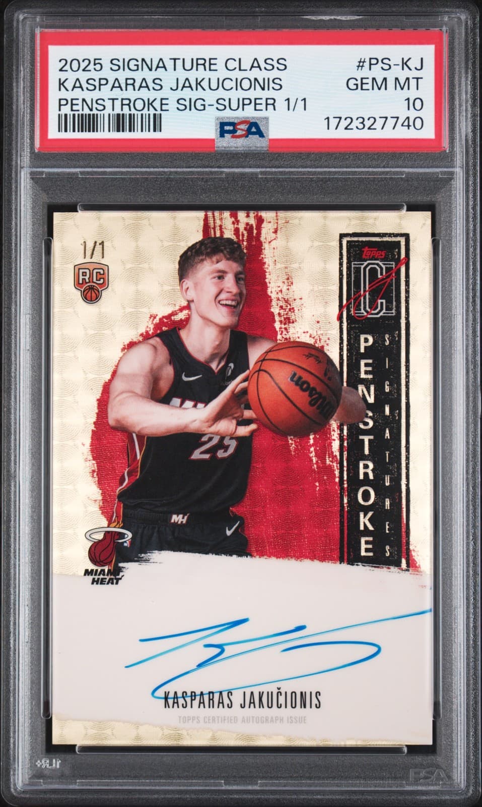 2025 Topps Signature Class Superfractor Kasparas Jakucionis Rookie Rc 1/1 Psa 10