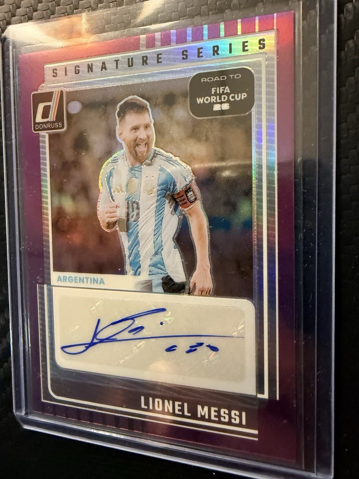 Panini 2025-26 Donruss Road to WC Lionel Messi Purple Auto SS-LM #43/99