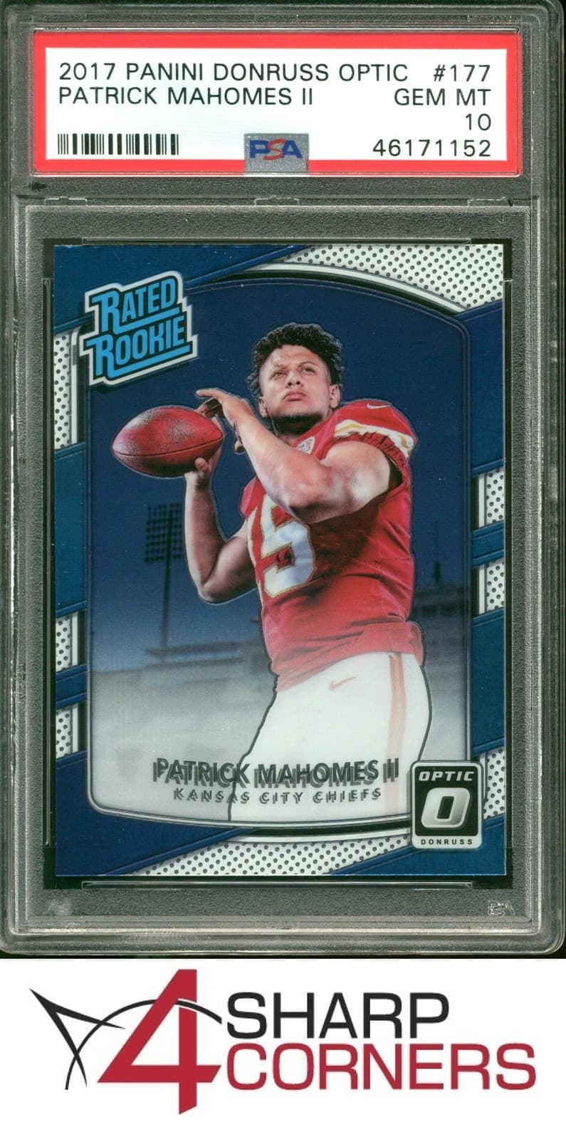 2017 PANINI DONRUSS OPTIC #177 PATRICK MAHOMES II RC RATED ROOKIE PSA 10