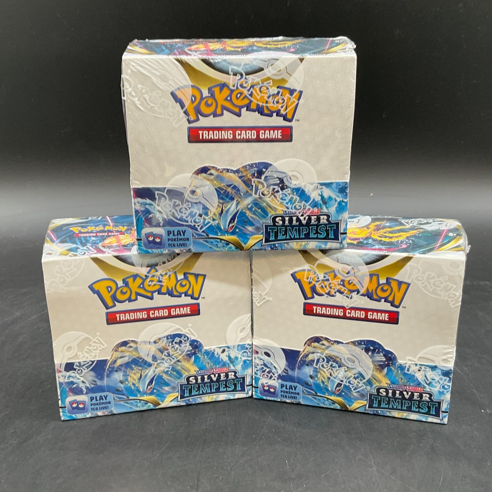 Lot of (3) Pokemon TCG Sword & Shield Silver Tempest Booster Boxes SEALED