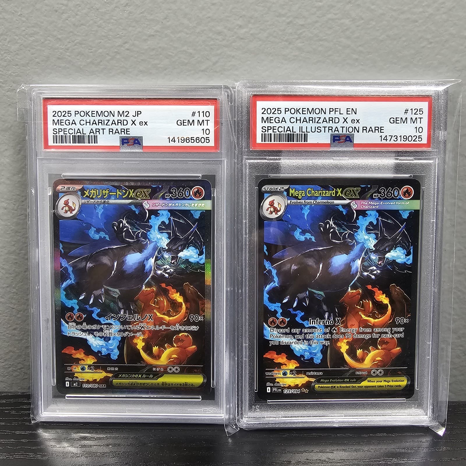 Pokemon Mega Charizard X ex  Phantasmal Flames SIR Holo PSA 10 English & Japanes