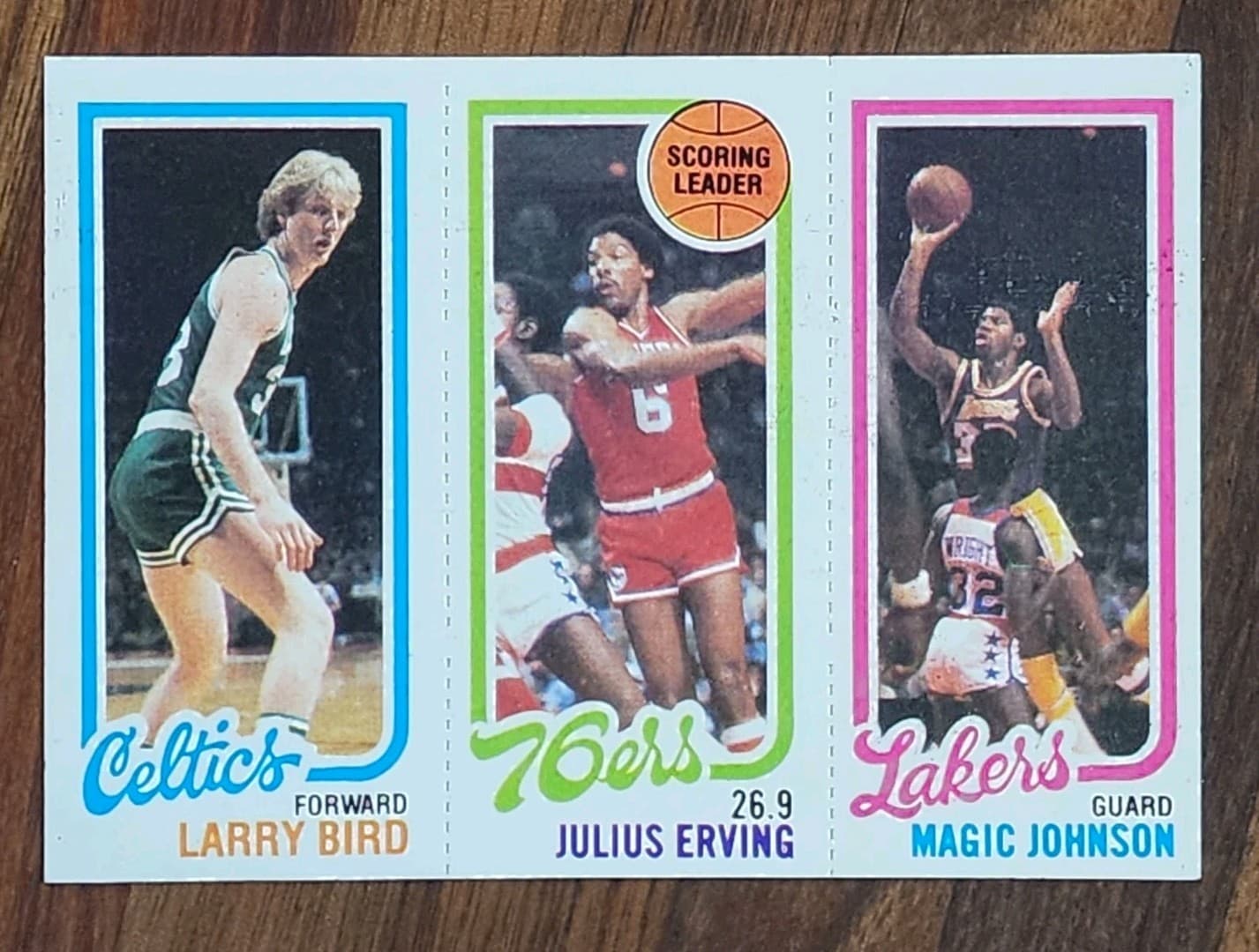 1980-81 Topps Larry Bird Magic Johnson Rookie Rc W/ Julius Erving Iconic Nm Card