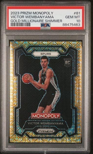 2023 Prizm Monopoly Victor Wembanyama Gold Millionaire Shimmer /500 #81 PSA 10