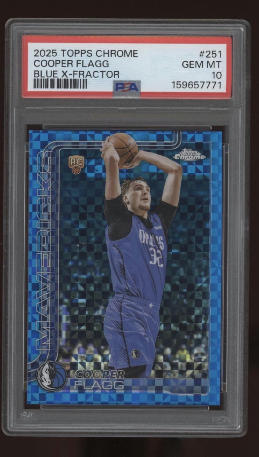 2025-26 Topps Chrome - Cooper Flagg #251 Blue X-Fractor (RC) PSA 10 GEM MINT