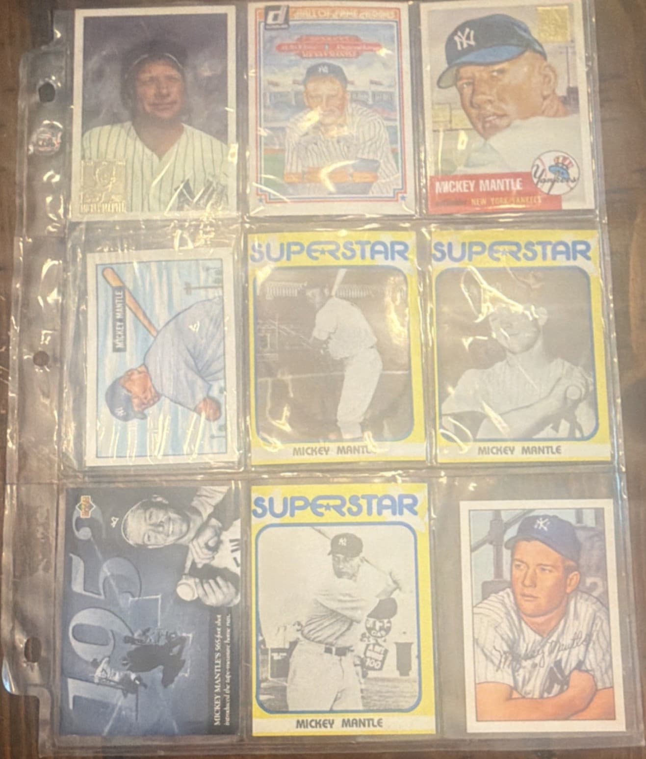Topps Mickey Mantle Baseball trading card lot, 9 cards, Yankees, Superstar set