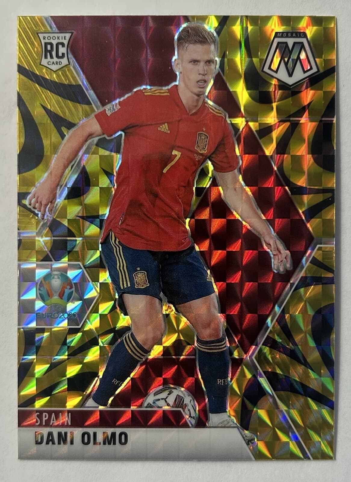 Dani Olmo 2021 Panini Mosaic UEFA Euro Soccer Reactive Gold Rookie