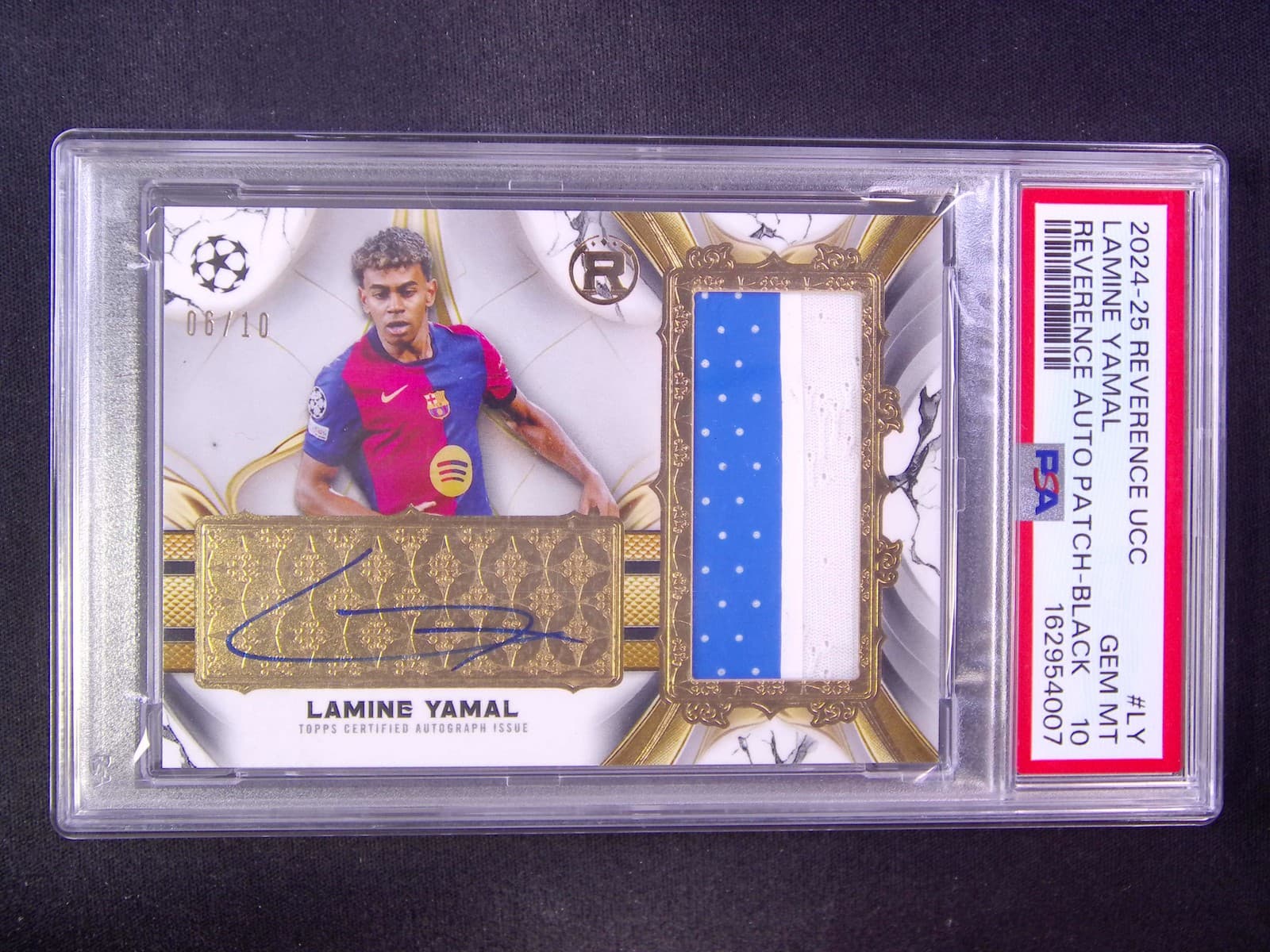 2024-25 Topps Reverence UEFA Lamine Yamal Patch Auto Black /10 PSA 10 POP1