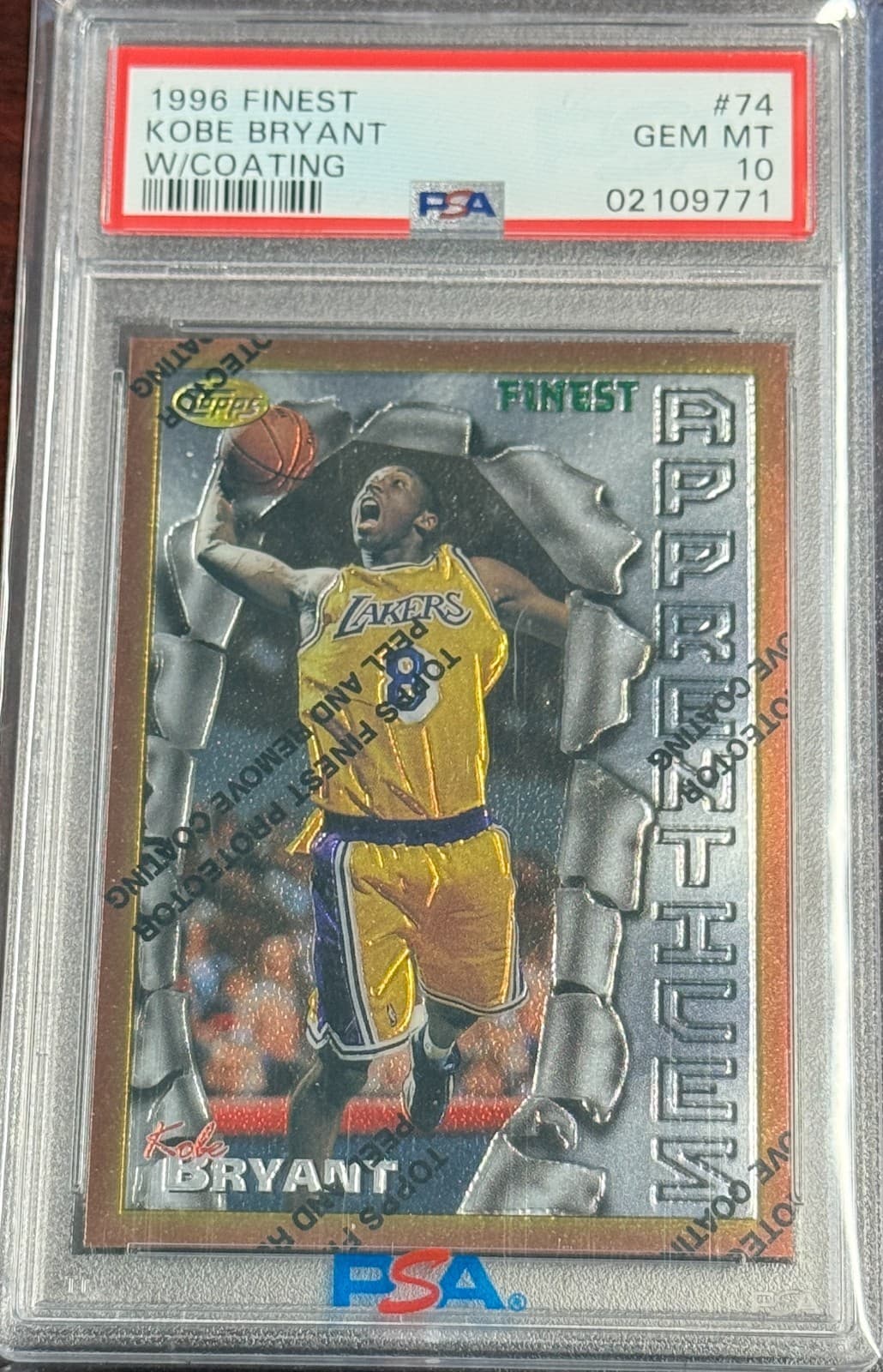 96/97 Topps Finest Kobe Bryant RC PSA 10 with Coating