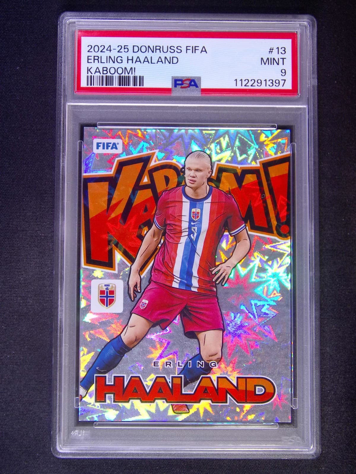 2024-25 Panini Donruss FIFA Erling Haaland #13 Kaboom Case Hit SSP PSA 9