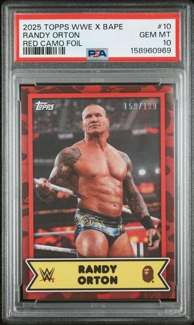 2025 Topps WWE x Bape Randy Orton Red Camo /199 PSA 10