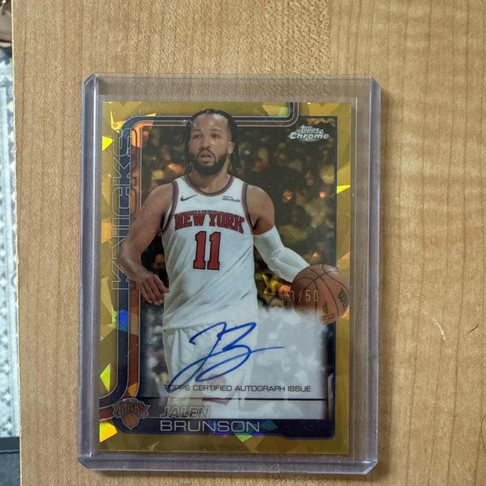 2025–26 Topps Chrome Autographs Jalen Brunson Geometric Gold Refractor /50