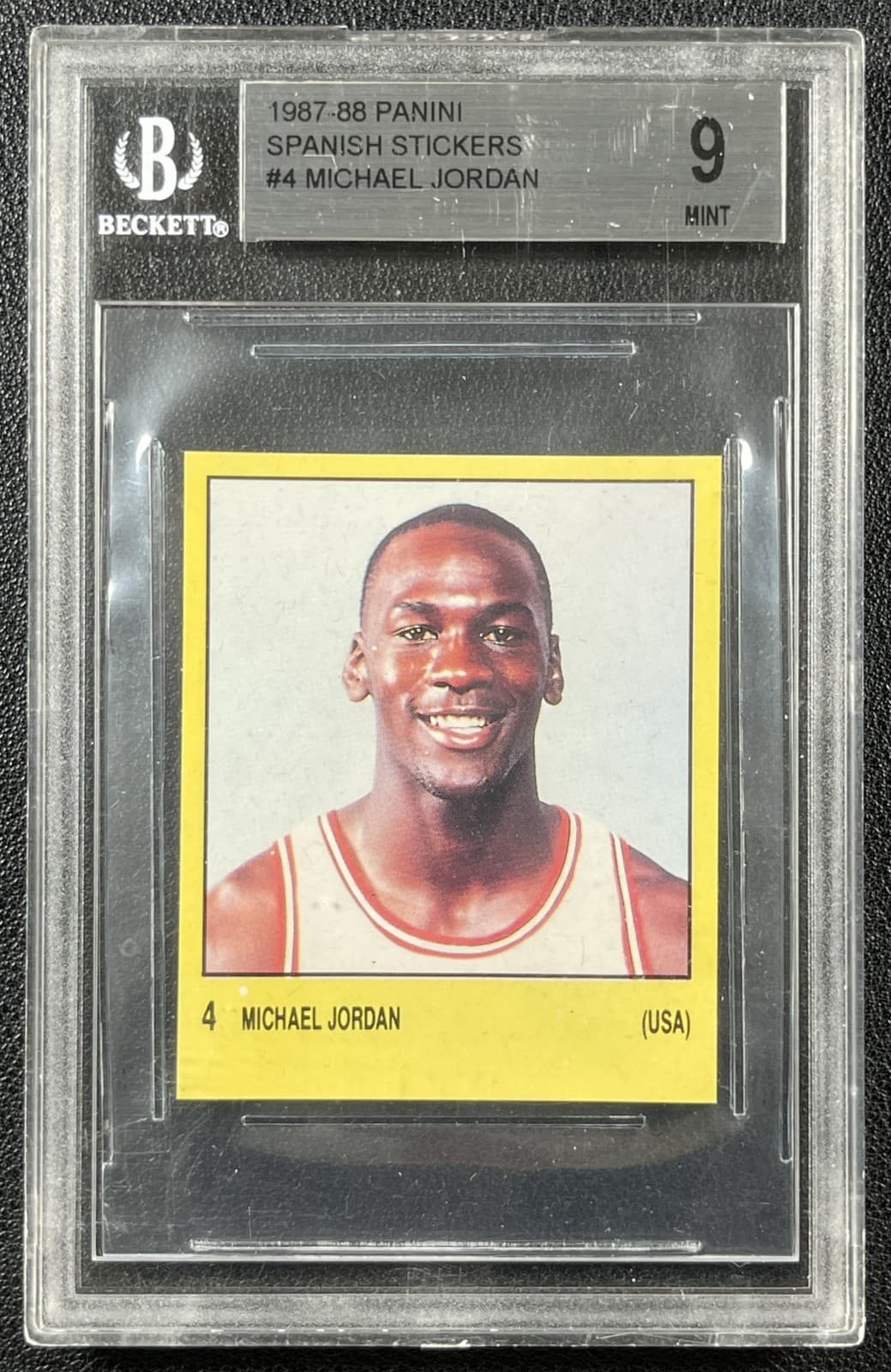 Michael Jordan Bgs 9 1987 Panini Supersport Spanish Sticker #4 Bulls Mint 4656