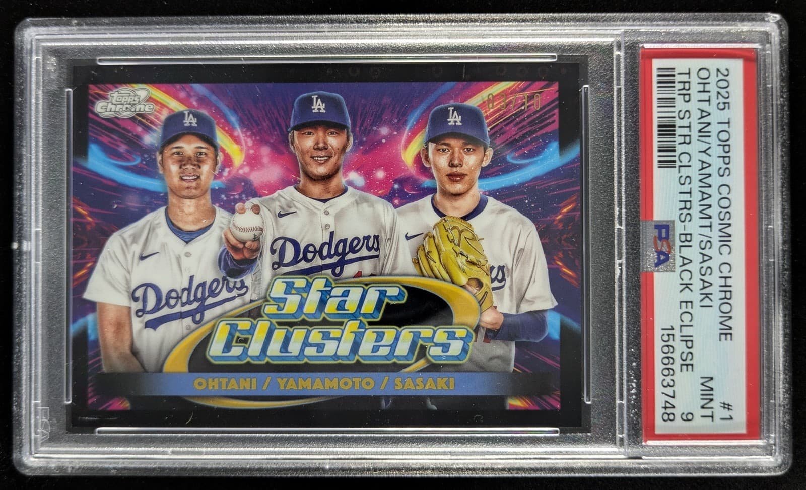 2025 Topps Cosmic Chrome Shohei Ohtani Yamamoto Sasaki Black /10 MVP PSA 9 POP 3