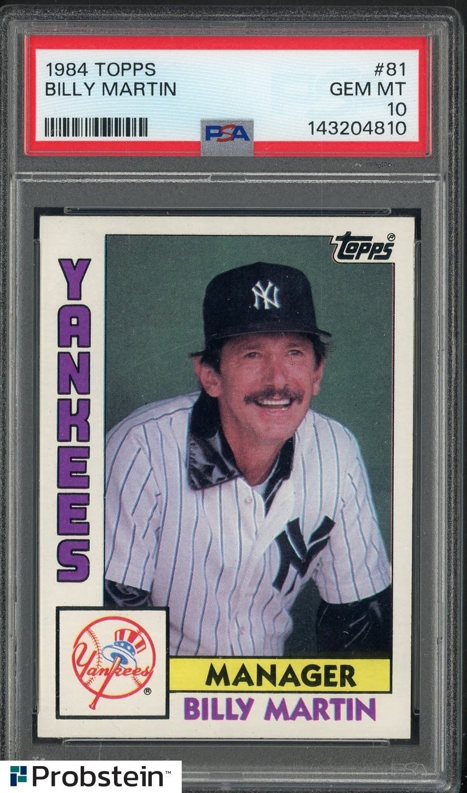 1984 Topps #81 Billy Martin New York Yankees PSA 10 GEM MINT