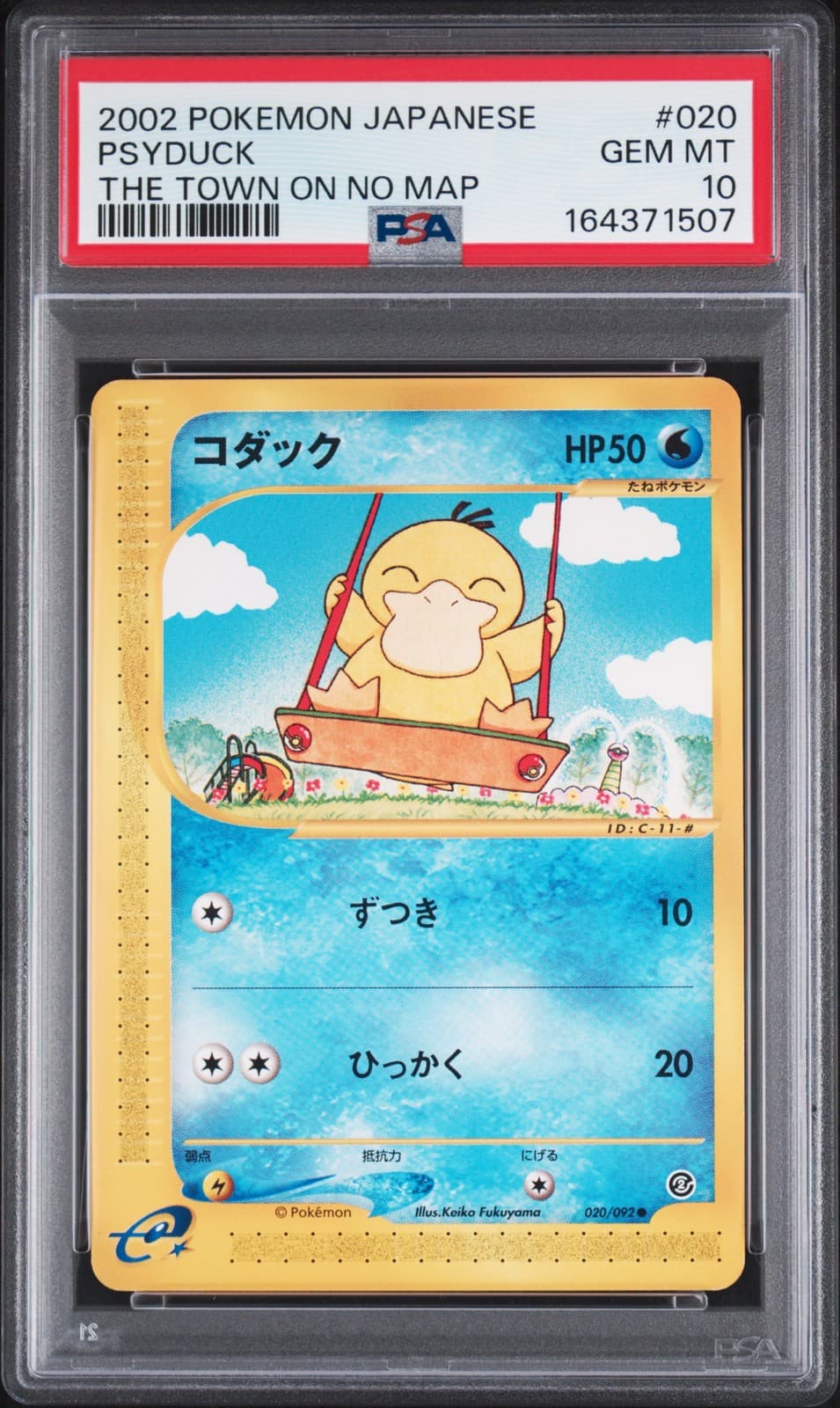 2002 Pokemon Japanese the Town on No Map #020 Psyduck Psa 10