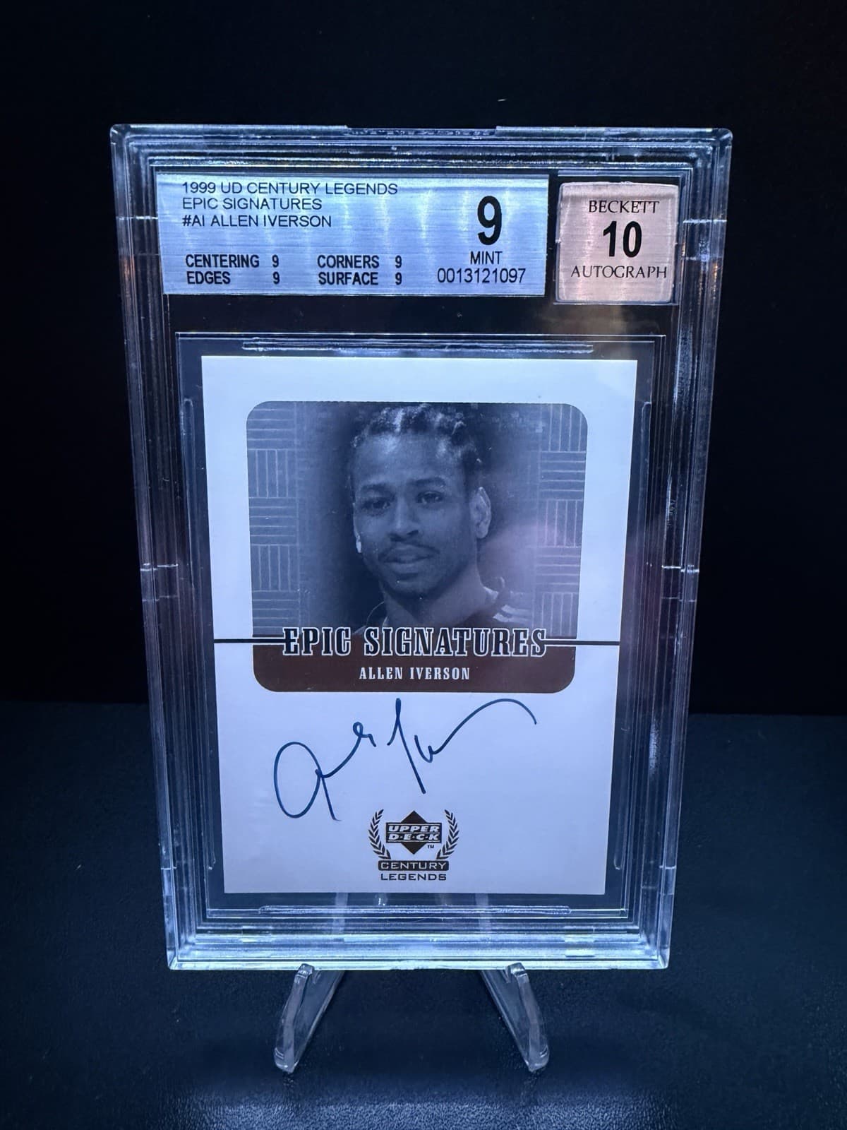 1999 Upper Deck Century Legends Epic Autographs #AI Allen Iverson BGS 9 AUTO 10