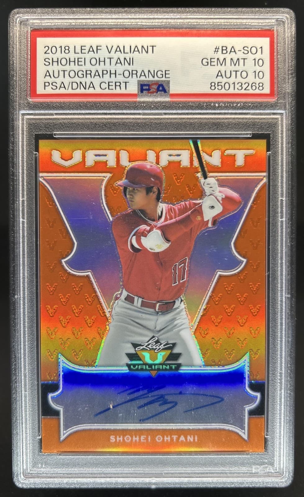 2018 Leaf Valiant Shohei Ohtani Orange Rookie RC Auto #/35 Angels PSA 10