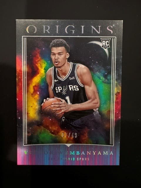 2023-24  Victor Wembanyama Panini Origins Neon Stripes #86 Rookie /49 Spurs RC