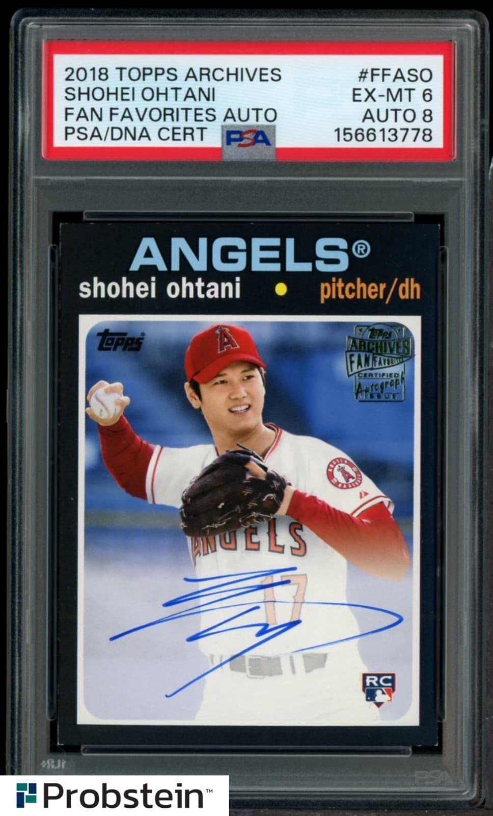 2018 Topps Archives Fan Favorites #FFASO Shohei Ohtani RC PSA 6 PSA/DNA 8 AUTO