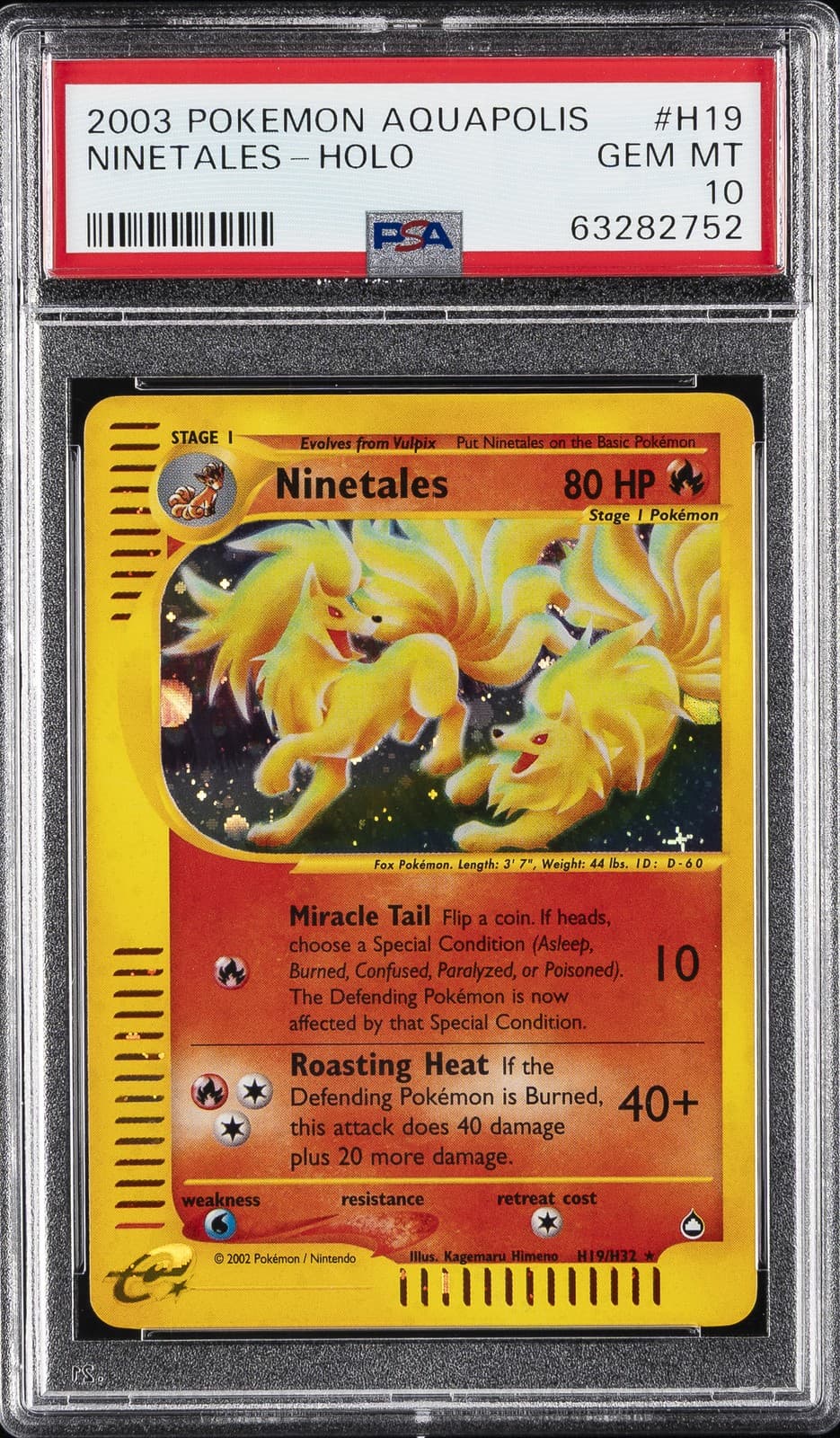 Pokemon Ninetales Holo Rare Aquapolis H19/147 PSA 10 Gem Mint