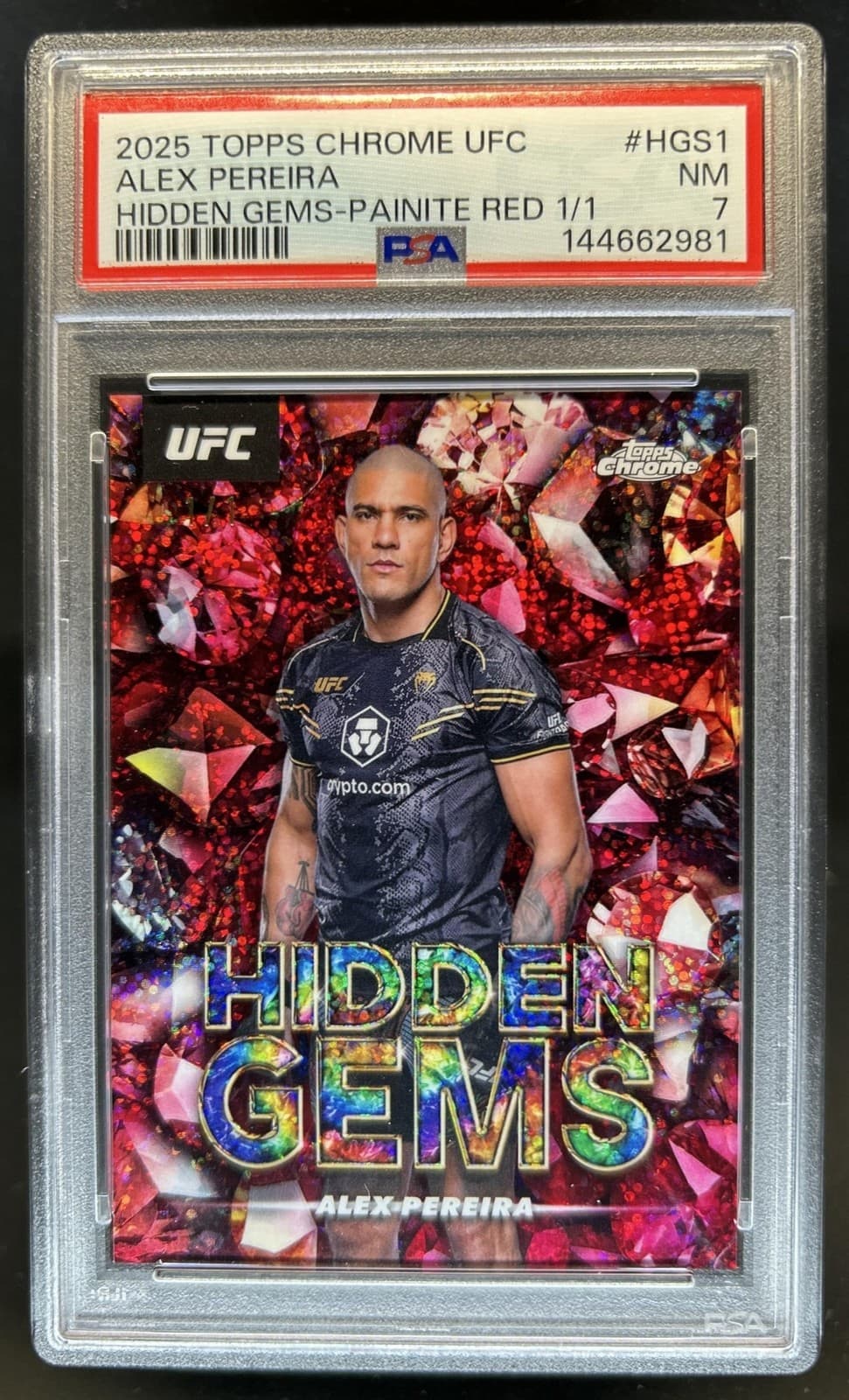 2025 Topps Chrome UFC Alex Pereira Painite Red Refractor Hidden Gems #1/1 PSA 7