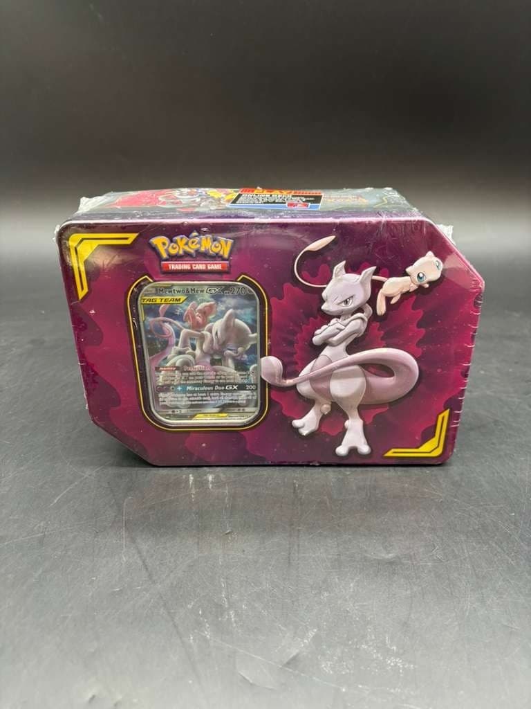 Pokemon TCG: Mewtwo & Mew GX Tag Team Power Partnership Tin Factory Sealed