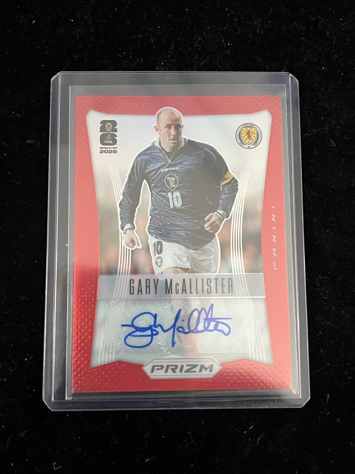 Gary McAllister 2026 Panini Prizm FIFA World Cup 2012 Throwbacks Auto Red /49