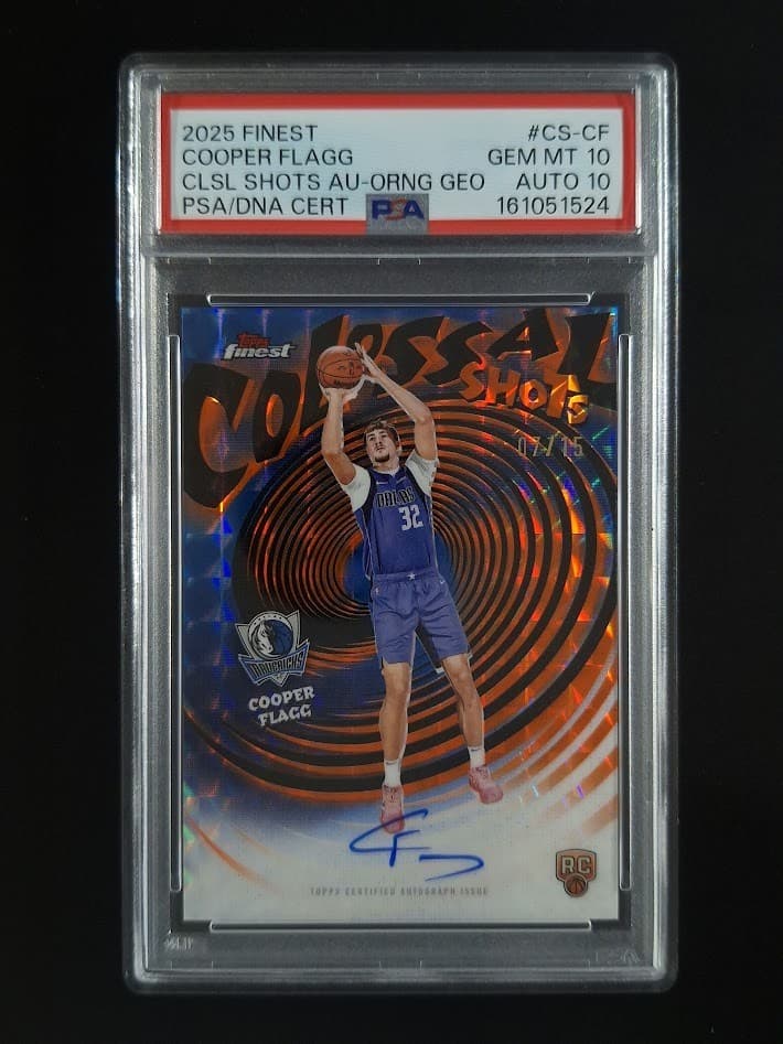 2025 Topps Finest COOPER FLAGG 7/15 Rookie RC Auto Orange #CS-CF PSA 10 AUTO 10