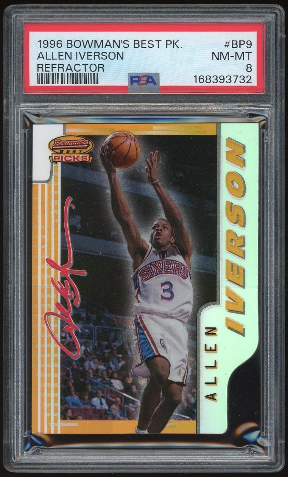 1996/97 Bowman's Best Picks Refractor #BP9 Allen Iverson PSA 8 *3732