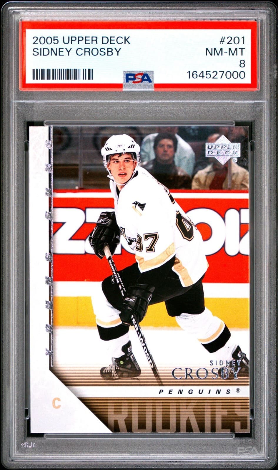 2005-26 Upper Deck Sidney Crosby RC Young Guns Penguins #201 Rookie PSA 8