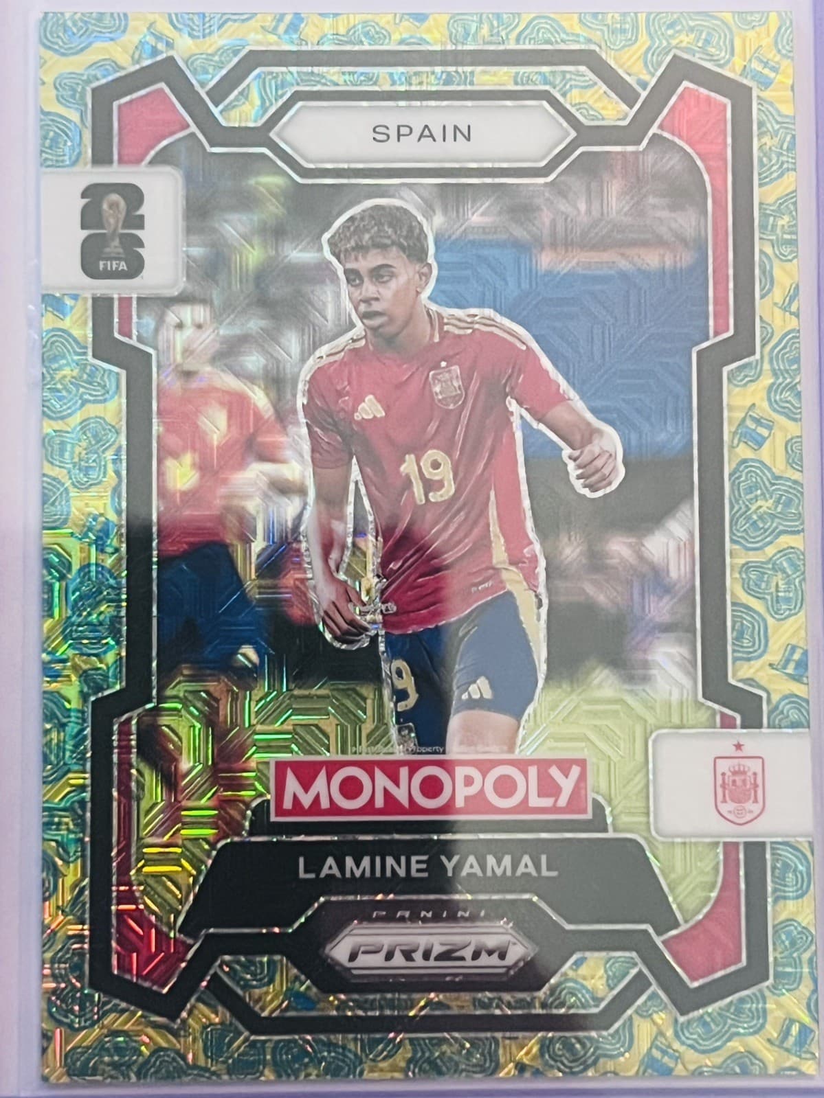 Panini 2026 PrizmMonopolyFIFA World Cup Lamine Yamal Spain#41 Hat Trick Mojo SSP