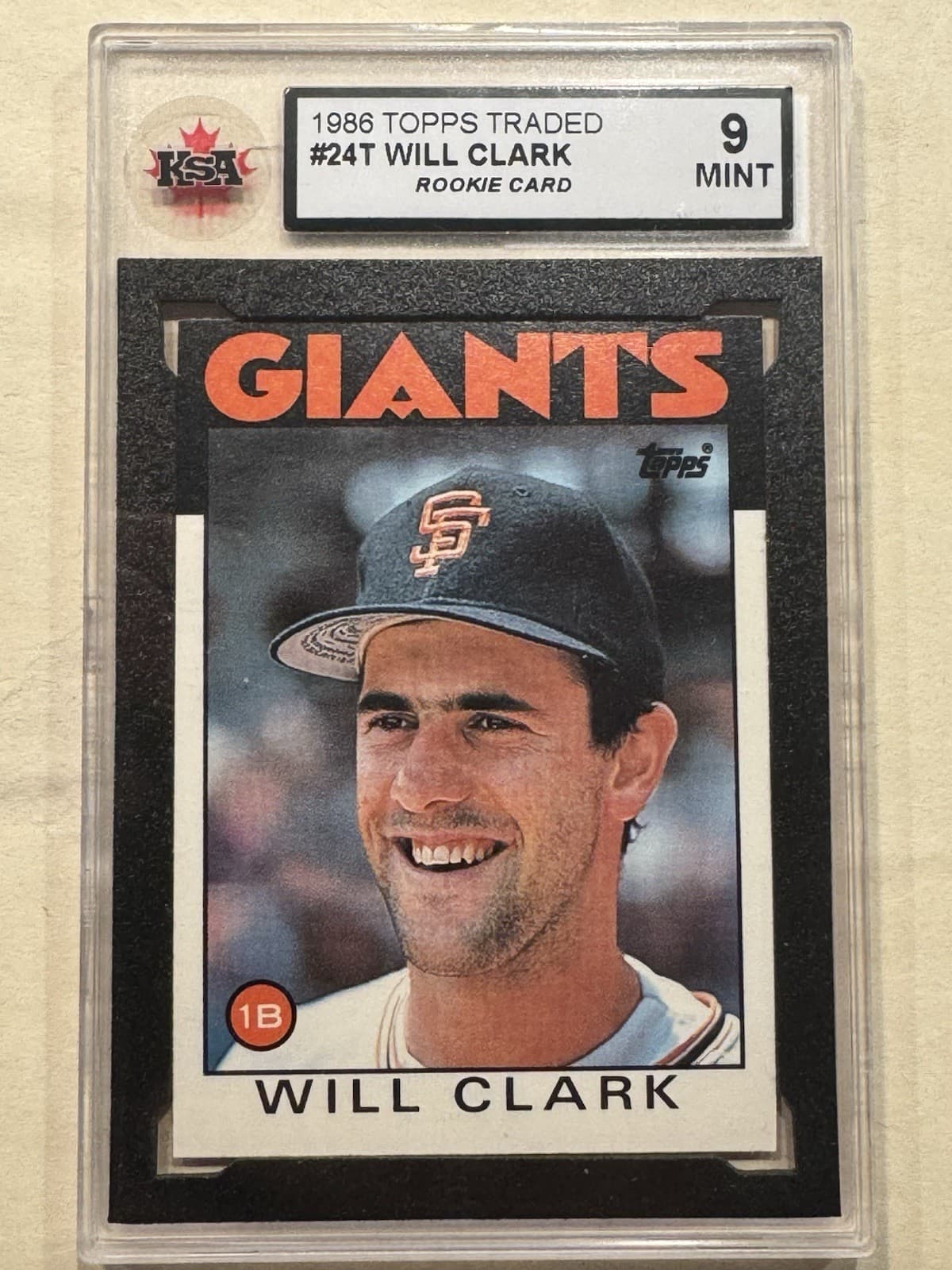 1986 Topps Traded MLB Baseball #24T Will Clark Rookie Card KSA 9