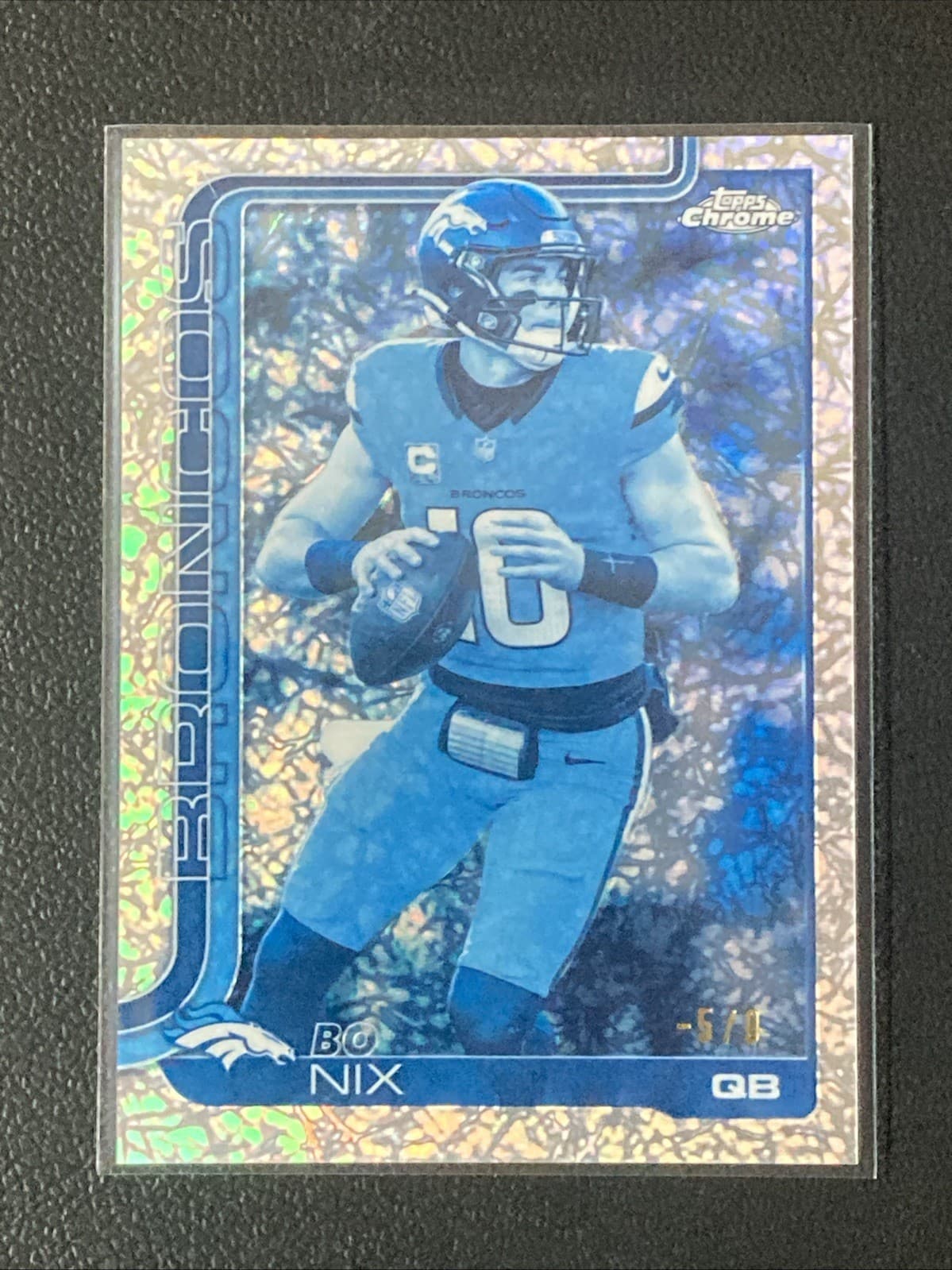 2025 Topps Chrome Bo Nix RARE FROZENFRACTOR  # -5/0! SSP! Denver Broncos