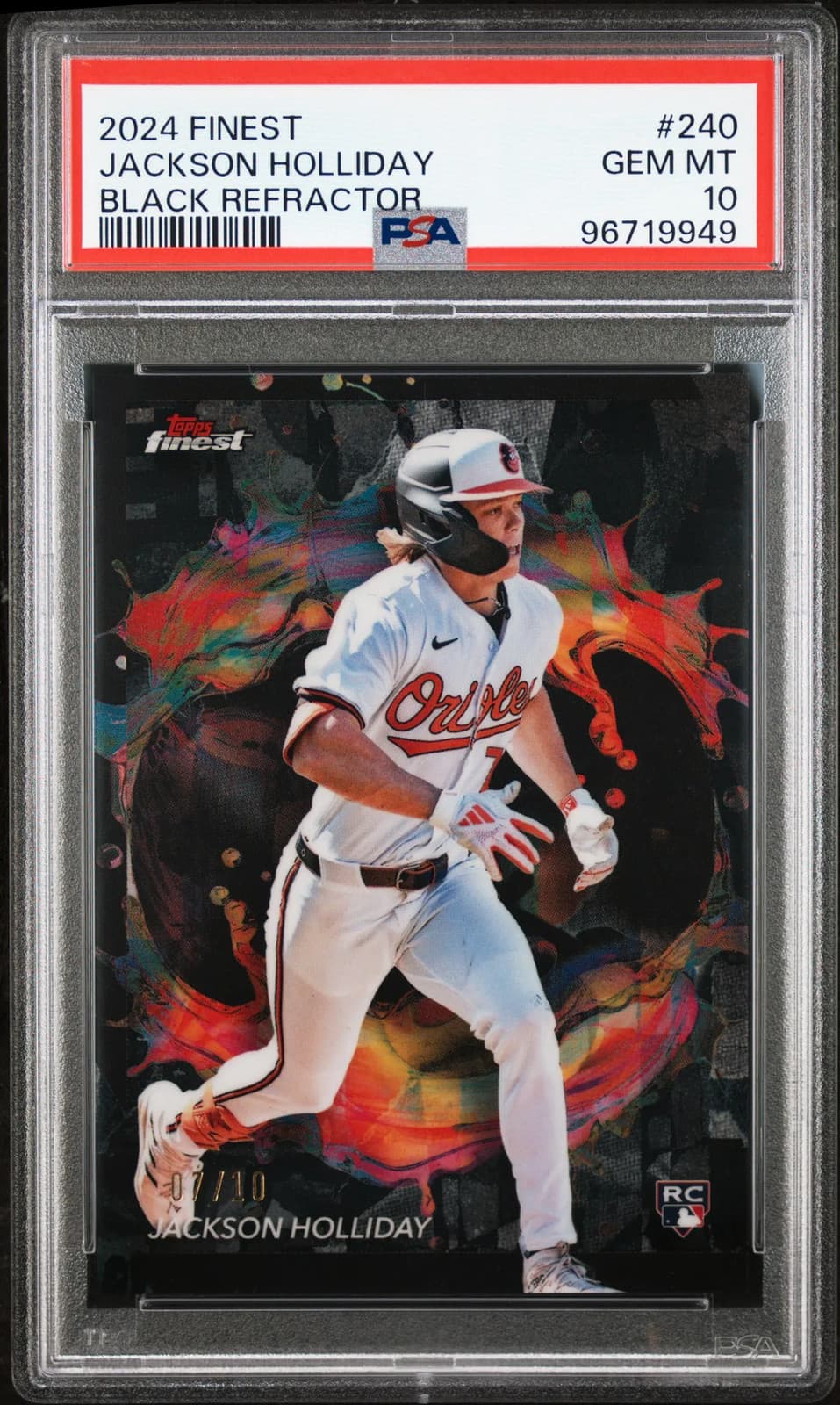 2024 Topps Finest Jackson Holliday #240 Black Refractor 07/10 PSA 10