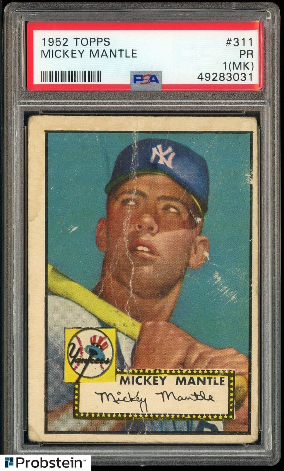 1952 Topps #311 Mickey Mantle Yankees RC Rookie HOF PSA 1 PR (MK) HIGH NUMBER