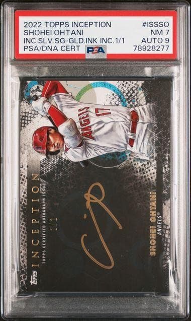 2022 Topps Inception Shohei Ohtani Silver Signings Gold Ink 1/1 Auto 9 PSA 7