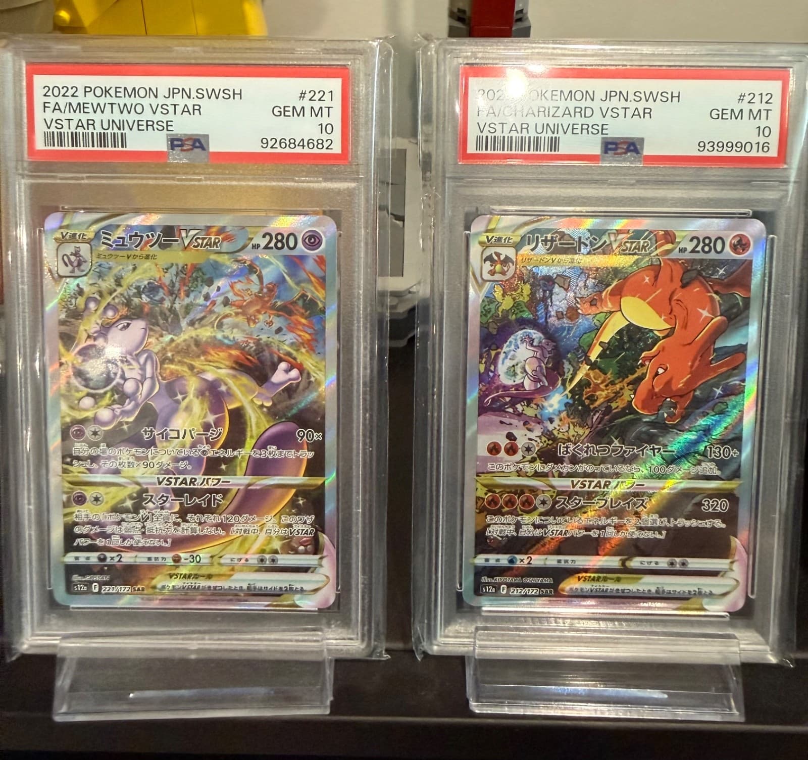 2022 Pokemon Mewtwo 221/172 & Charizard 212/172 JP VSTAR Universe Pair PSA 10
