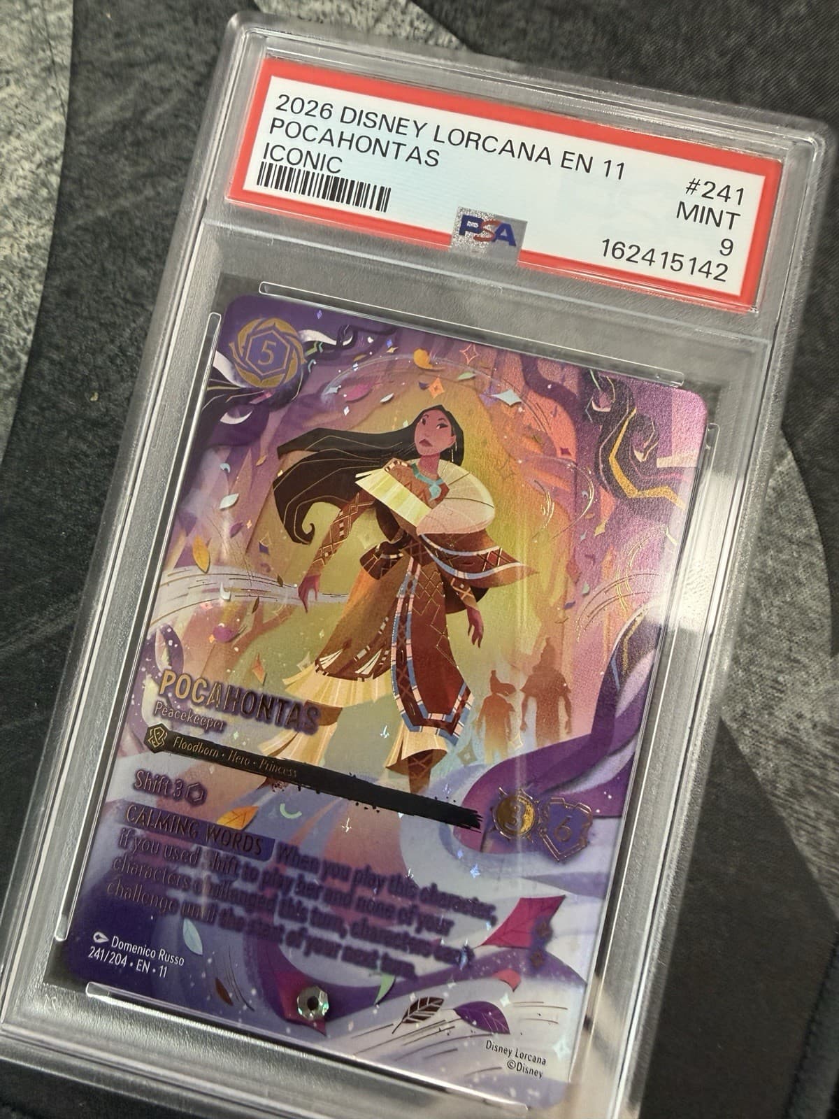Disney Lorcana TCG Pocahontas Peacekeeper Iconic PSA 9