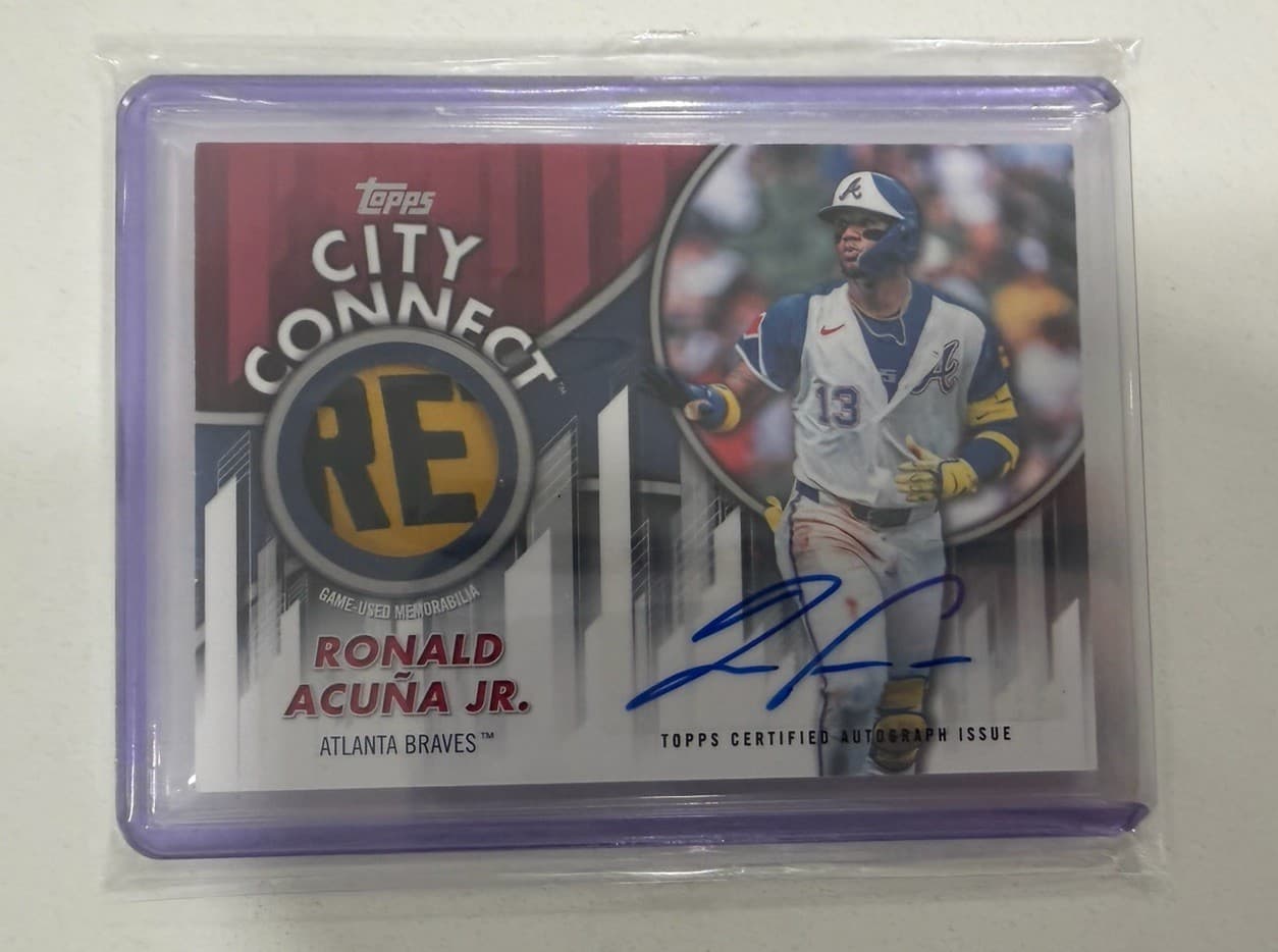 2026 Tops 1/1 Ronald Acuna Jr. Auto Game Worn Memrebelia Braves Mint Condition