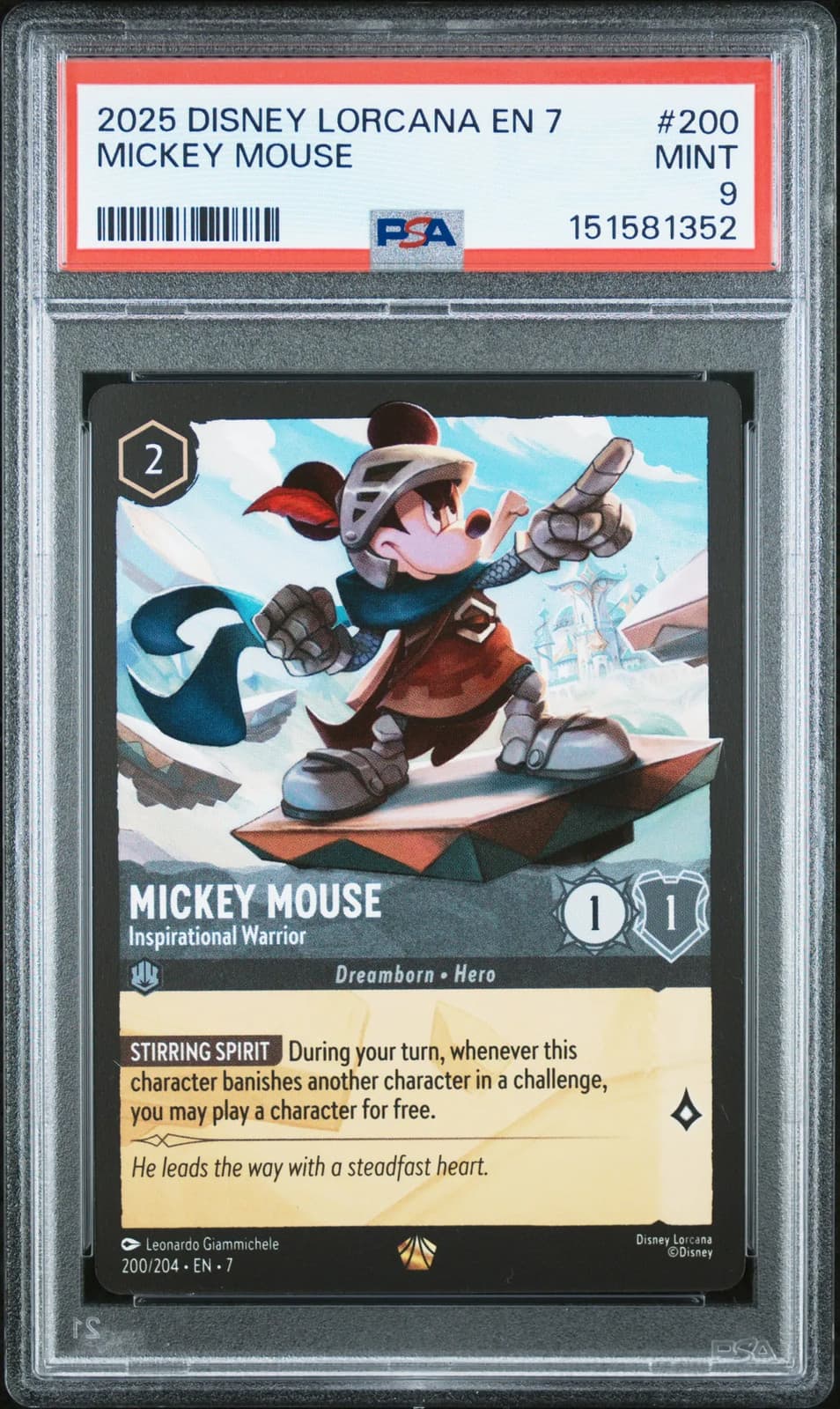 2025 Disney Lorcana EN 7-Archazia's Island Mickey Mouse PSA 9 #200