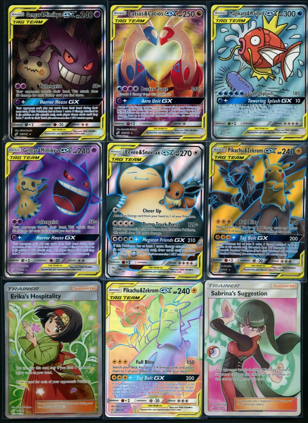2019 Pokemon Sun & Moon Team Up Master Set - 196 Total Cards (No Promos)
