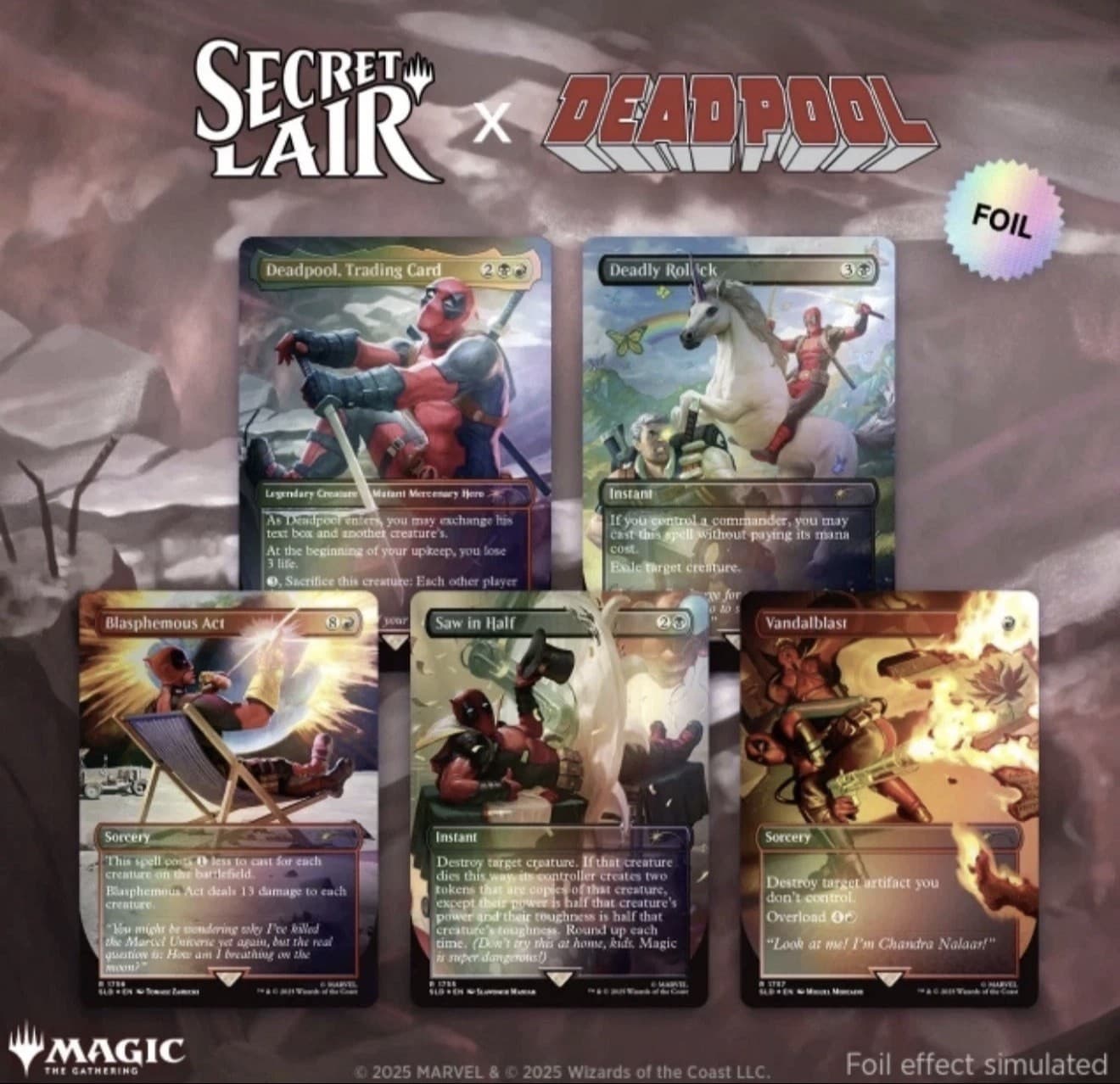 Deadpool Secret Lair Magic the Gathering Foil COMPLETE SET - MINT