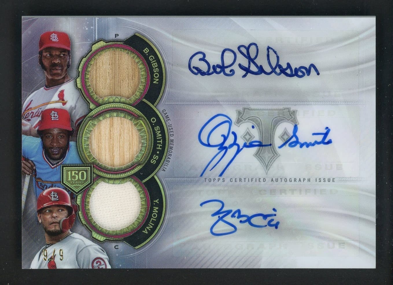 2019 Topps Triple Threads Bob Gibson Ozzie Smith Yadier Molina Relics AUTO 9/9
