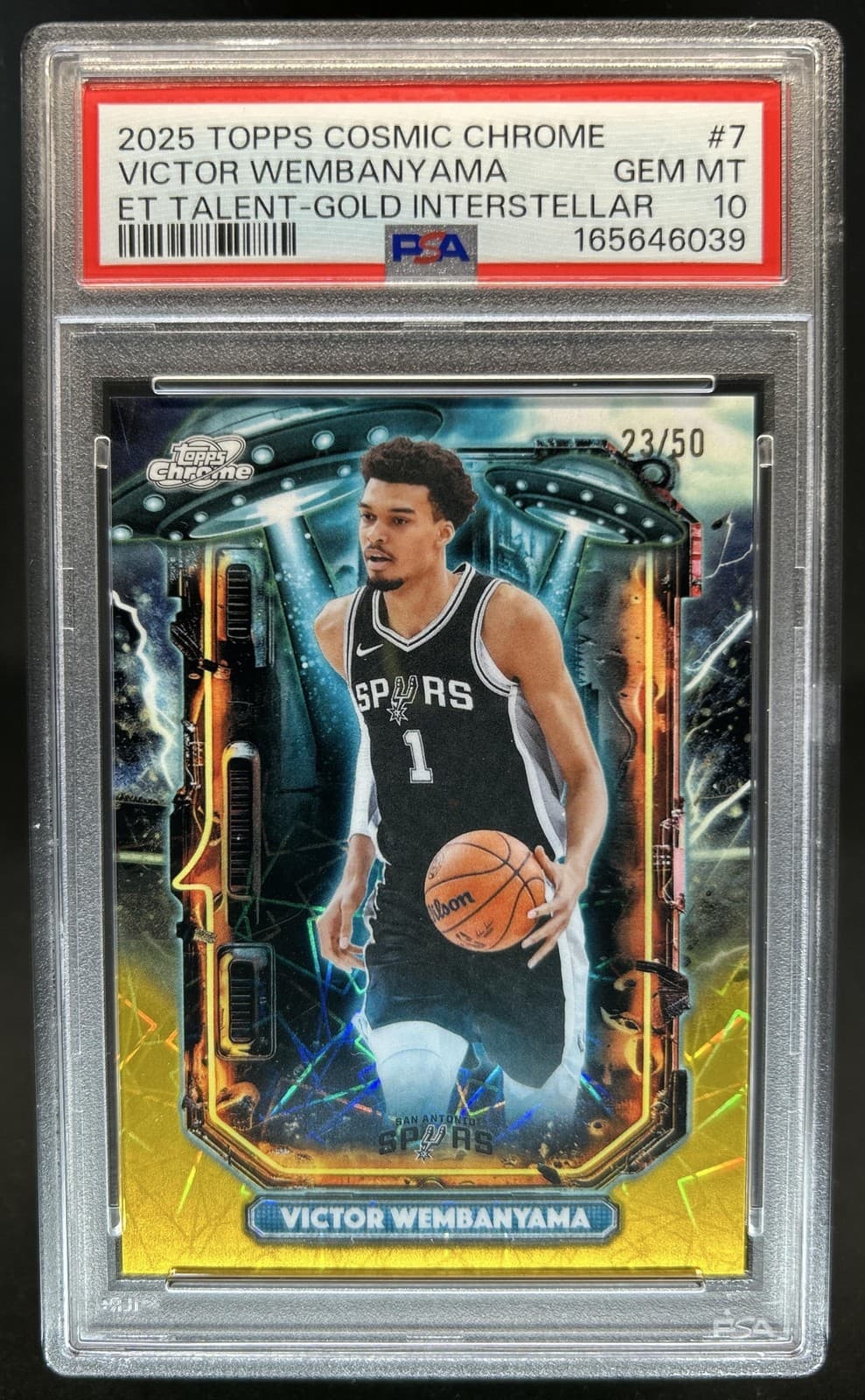2025-26 Topps Cosmic Chrome Victor Wembanyama ET Gold Refractor #/50 PSA 10
